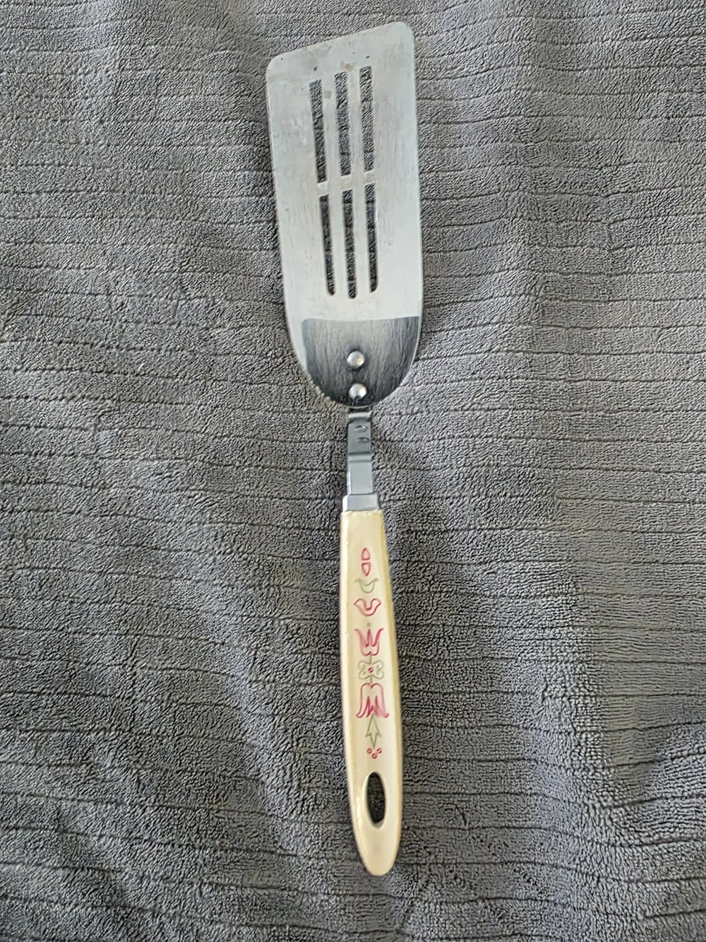 Vintage Androck Tulip Spatula Slotted Metal Turner Mid Century Kitchen USA MCM
